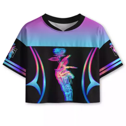 Soulisfree When Bones Hold Flowers Cropped Mesh Jersey