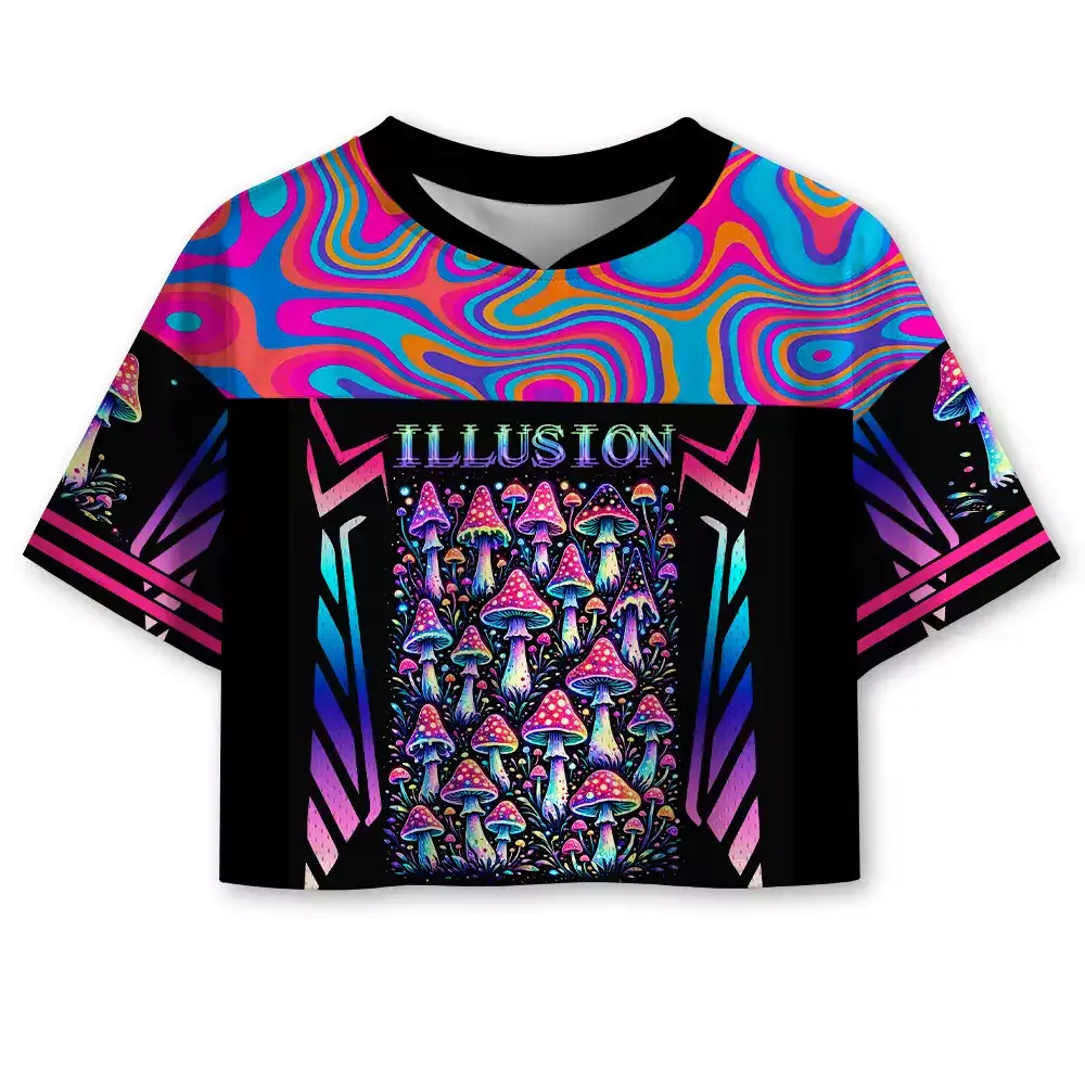 Designed Soulisfree Ethereal Frame Quantum Suspension Illusion Cropped Mesh Jersey