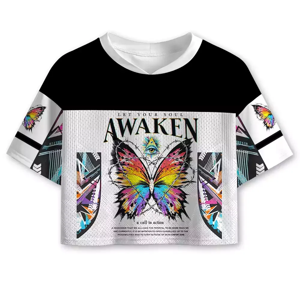 Designed Soulisfree Let Your Soul Awaken Cropped Mesh Jersey