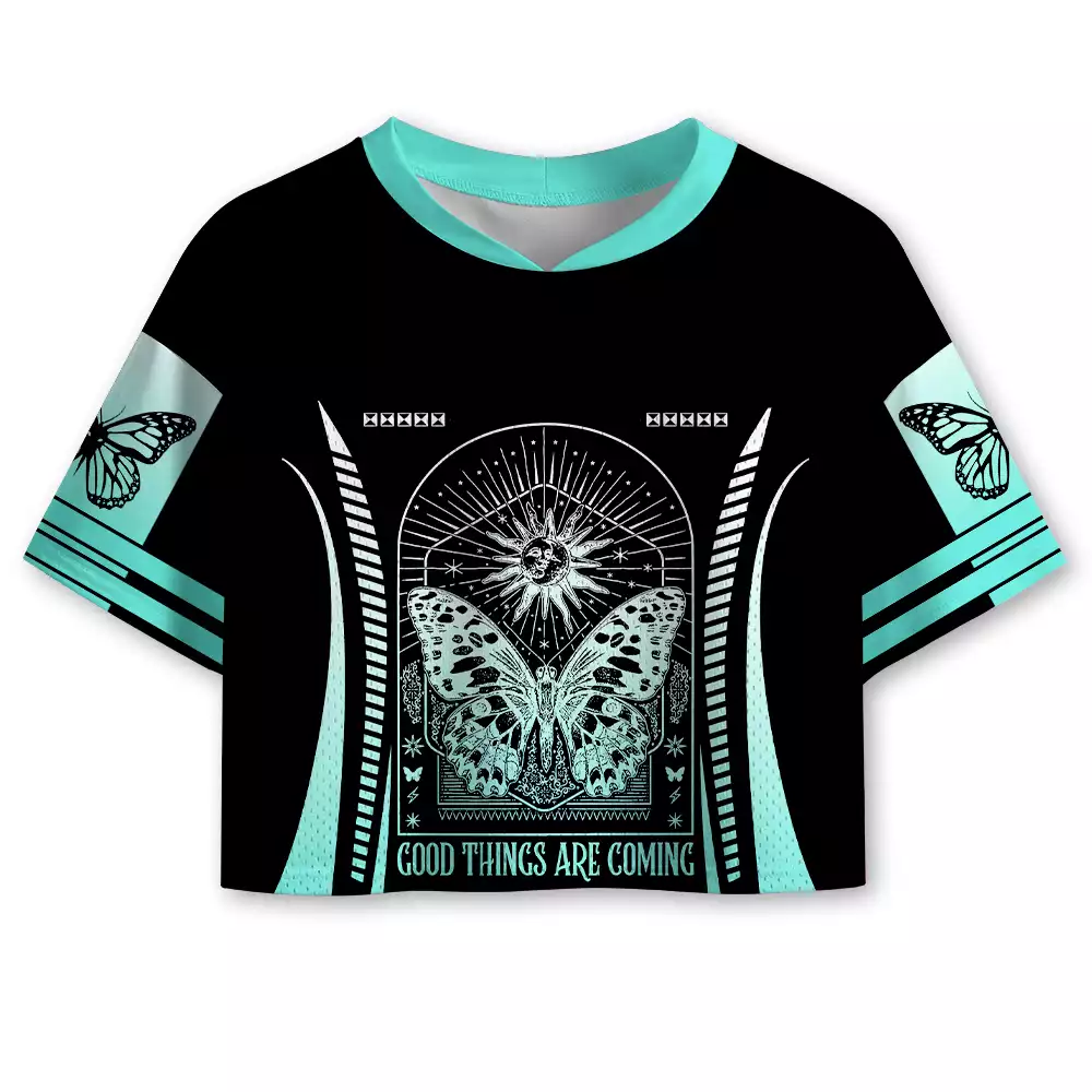 Soulisfree Good Things Are Coming Mystic Butterfly Cropped Mesh Jersey