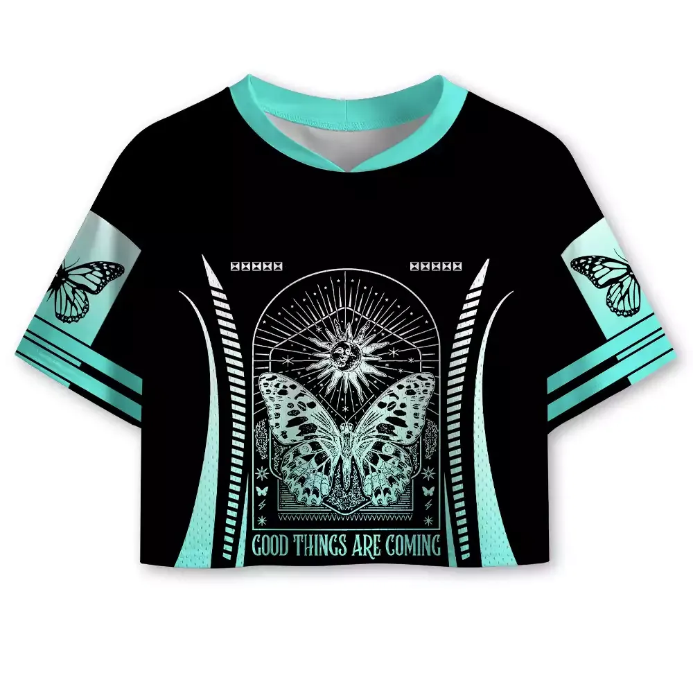 Designed Soulisfree Good Things Are Coming Mystic Butterfly Cropped Mesh Jersey