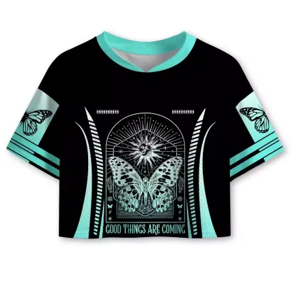 Soulisfree Good Things Are Coming Mystic Butterfly Cropped Mesh Jersey