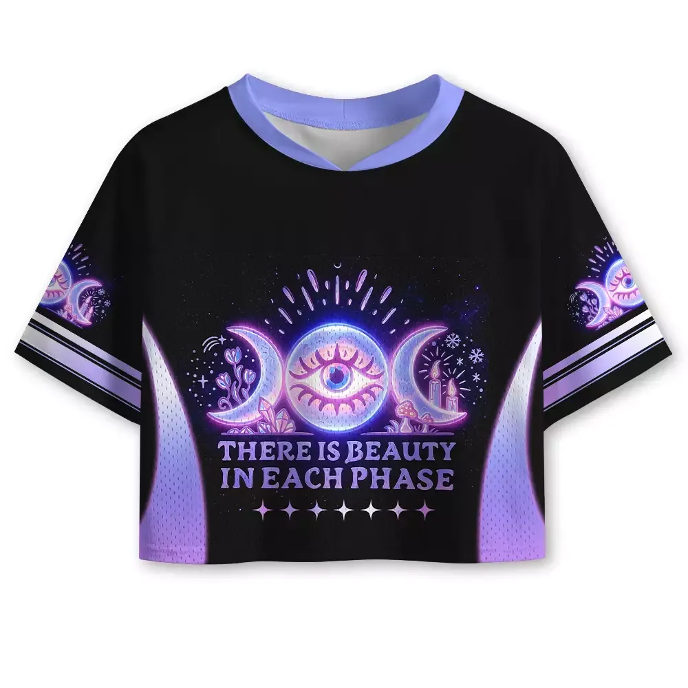 Designed Soulisfree THERE IS BEAUTY IN EACH PHASE Cropped Mesh Jersey