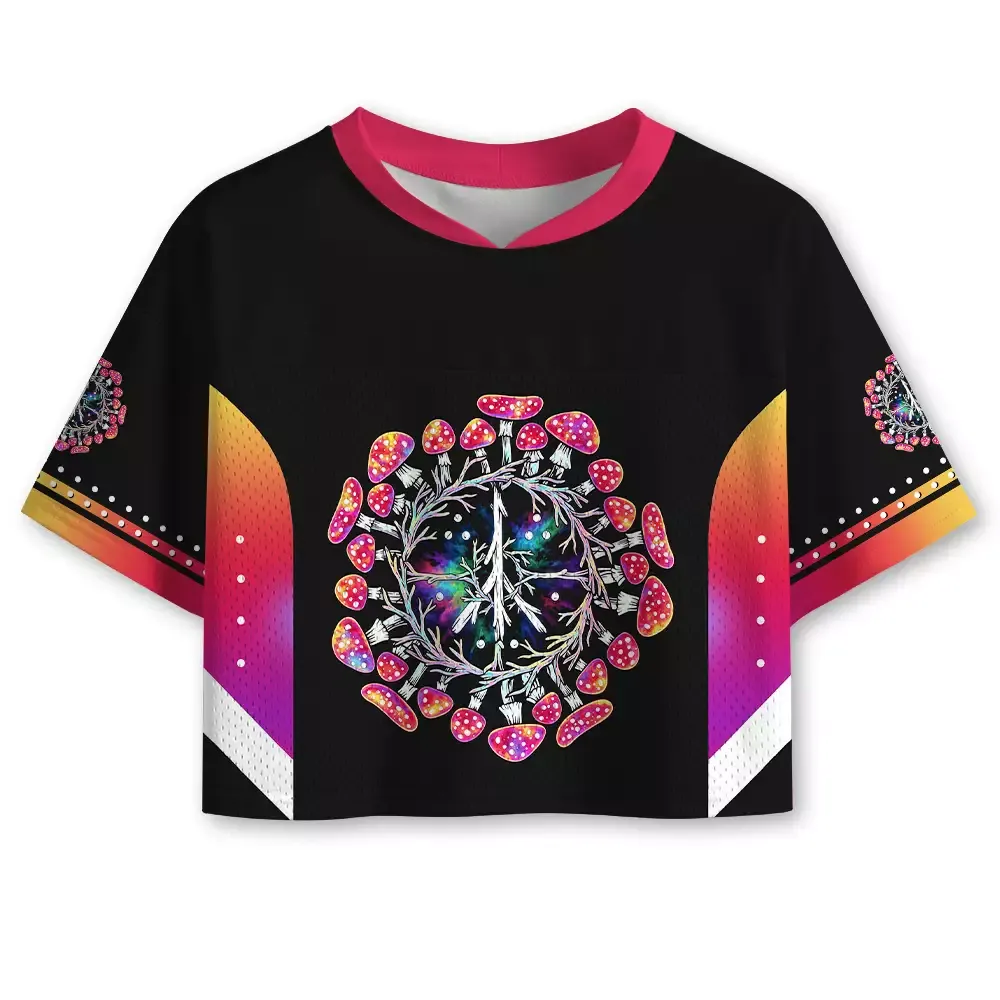 Designed Soulisfree Mushroom Mandala Cropped Mesh Jersey Cropped Mesh Jersey
