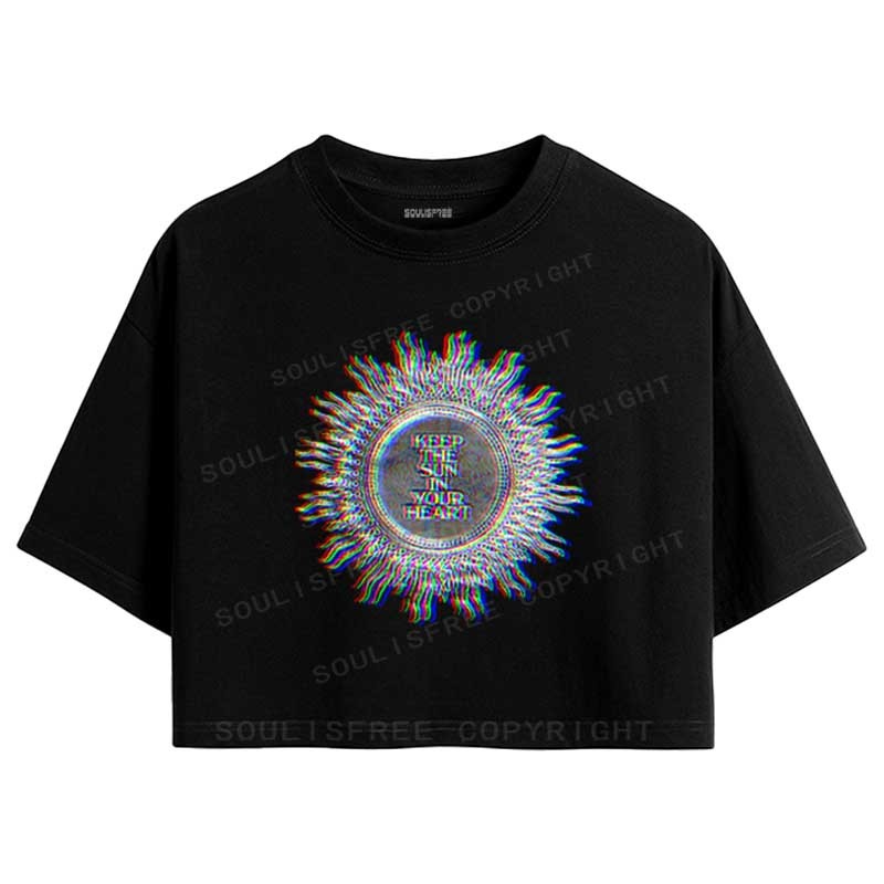 Designed Soulisfree KEEP THE SUN IN YOUR HEART Crop Tee