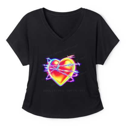 Soulisfree Rainbow Heart Art  Dolman Sleeve Top