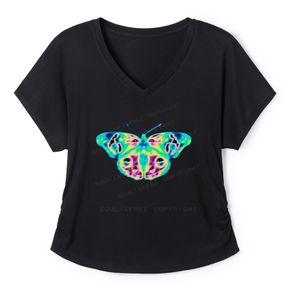 Soulisfree Acid Graphics Butterfly  Dolman Sleeve Top