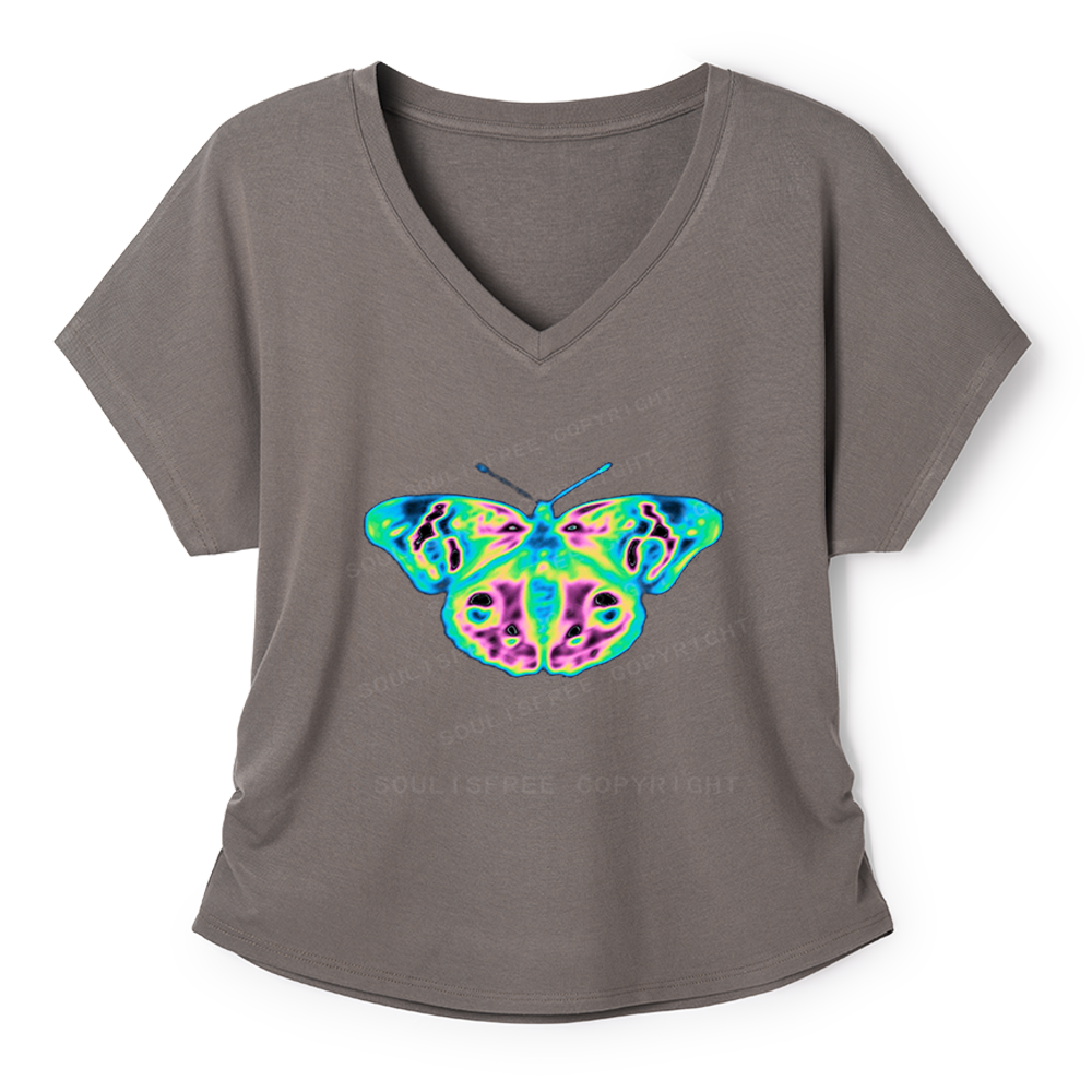 Soulisfree Acid Graphics Butterfly  Dolman Sleeve Top