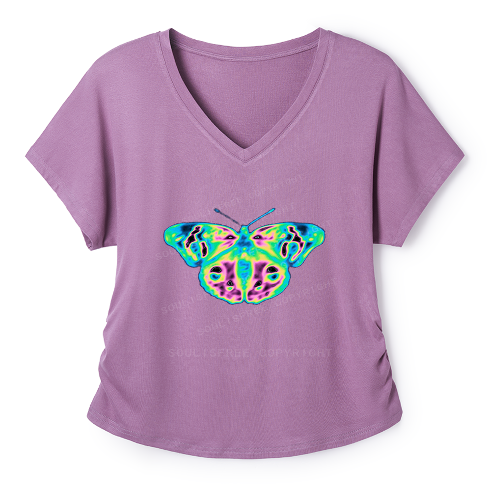 Soulisfree Acid Graphics Butterfly  Dolman Sleeve Top