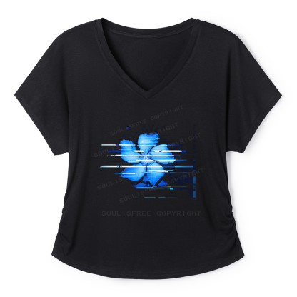 Soulisfree Glitch Art Flower  Dolman Sleeve Top