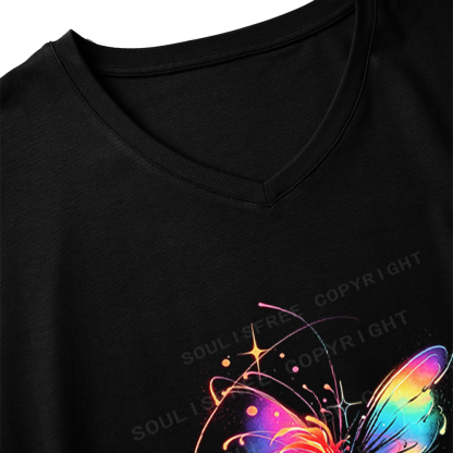 Soulisfree Rainbow Dream Butterfly  Dolman Sleeve Top