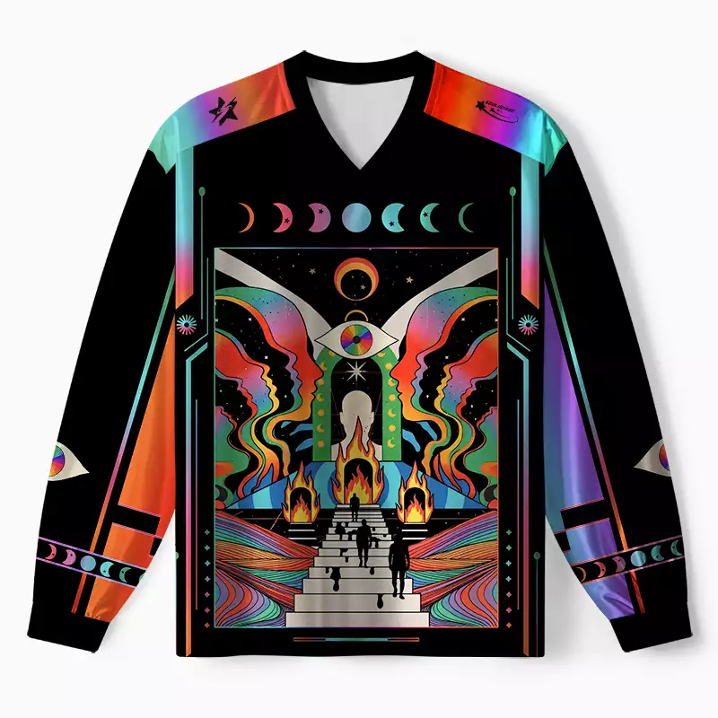 [Copy]Soulisfree Mushroom of Rainbow Optic Lines Illusion Long Sleeve Jersey