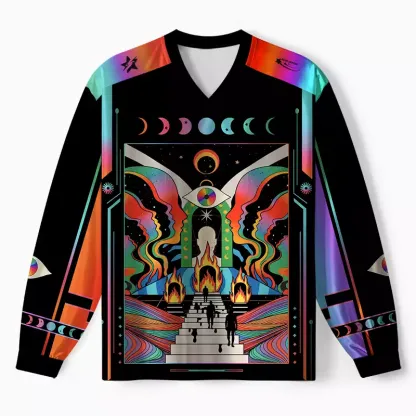 [Copy]Soulisfree Mushroom of Rainbow Optic Lines Illusion Long Sleeve Jersey