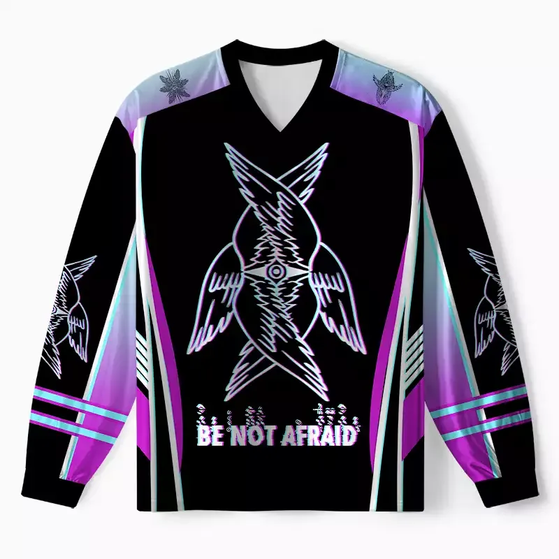 Designed Soulisfree BE NOT AFRAID — Divine Glitch Wings Long Sleeve Jersey