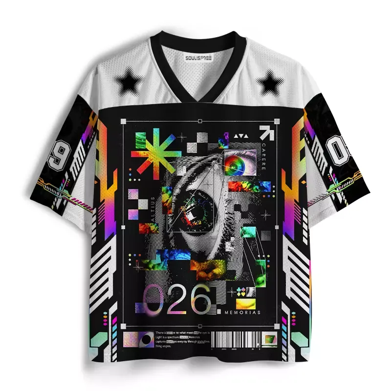 Designed Soulisfree Digital Eye Collage Mesh Jersey