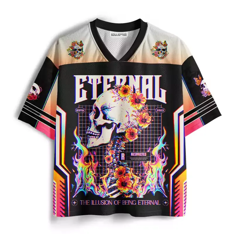 Soulisfree Skull & Bloom Aesthetic Mesh Jersey