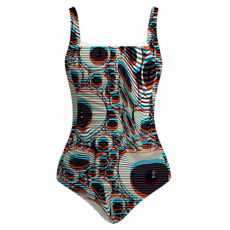 Soulisfree Trippy Optical Vortex One‑Piece Swimsuit