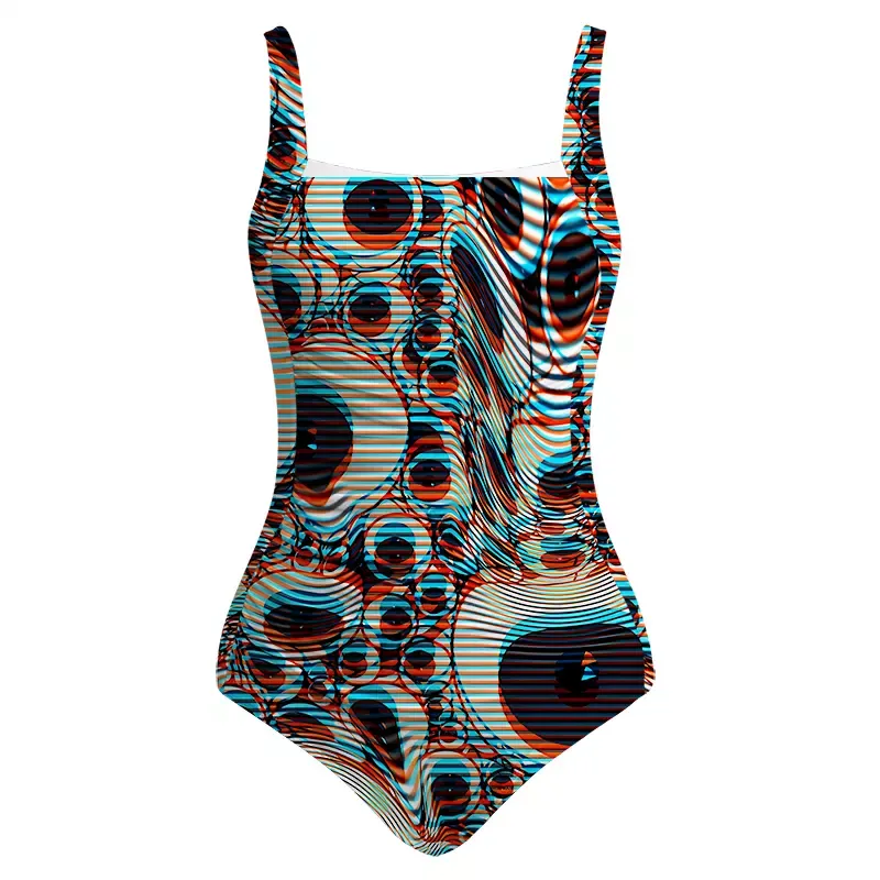 Soulisfree Trippy Optical Vortex One‑Piece Swimsuit