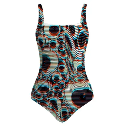 Soulisfree Trippy Optical Vortex One‑Piece Swimsuit