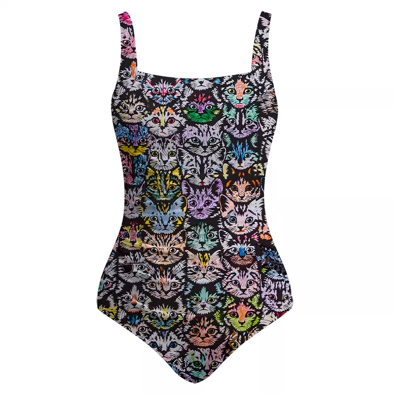 Soulisfree Rainbow Cat Crowd One‑Piece Swimsuit