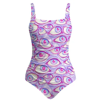 Soulisfree Lavender Dream Eyes  One‑Piece Swimsuit