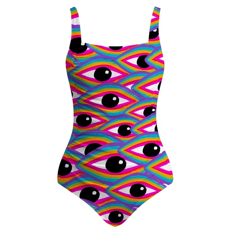 Soulisfree Rainbow Ocular Wave One‑Piece Swimsuit