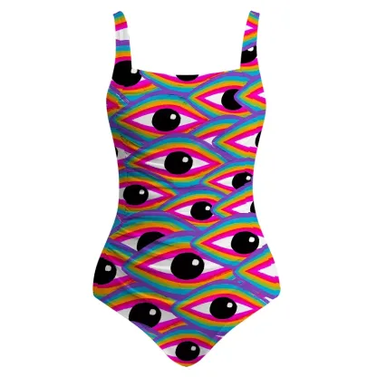 Soulisfree Rainbow Ocular Wave One‑Piece Swimsuit