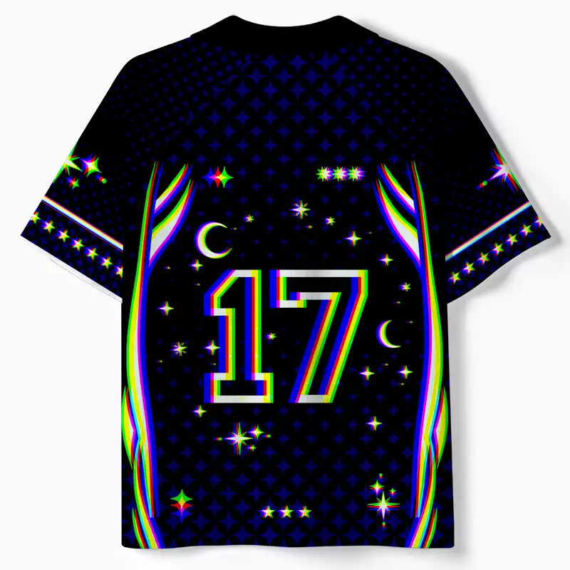 Soulisfree Mushroom of Rainbow Optic Lines Illusion Collar Polo Jersey