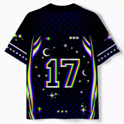 Soulisfree Mushroom of Rainbow Optic Lines Illusion Collar Polo Jersey