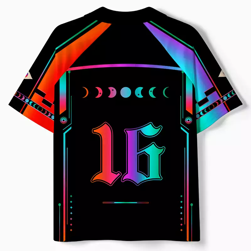 Soulisfree Light of the Living Planet Optic Lines Illusion Collar Polo Jersey