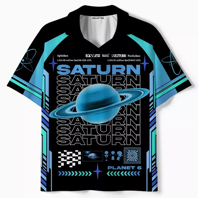 Designed Soulisfree SATURN EXPLORER Galactic Data Collar Polo Jersey