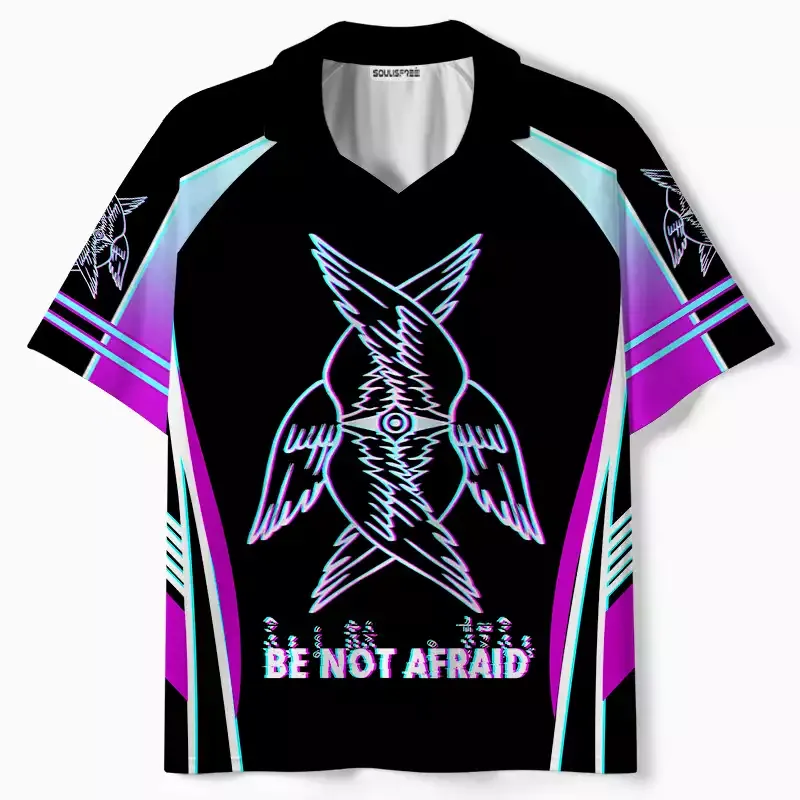 Designed Soulisfree BE NOT AFRAID — Divine Glitch Wings Collar Polo Jersey