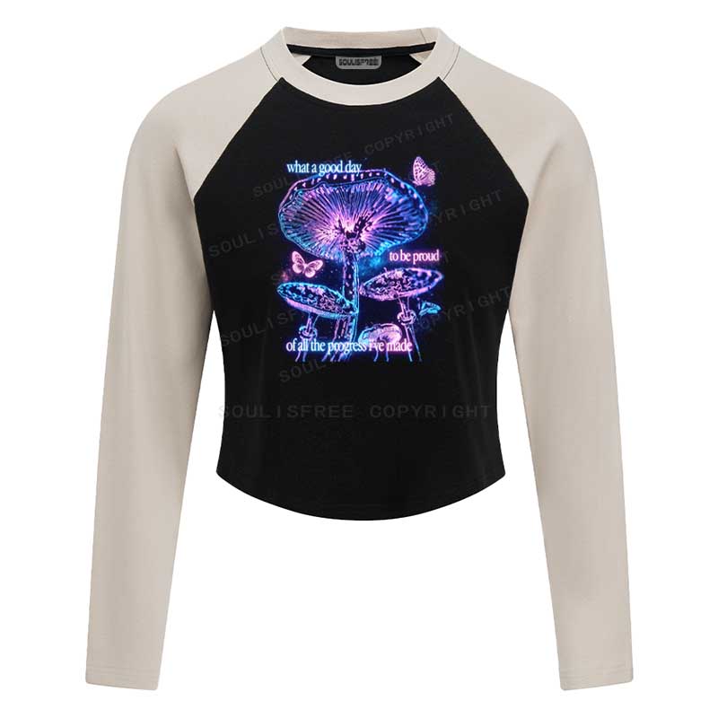 Soulisfree What A Good Day Raglan Crop Tee