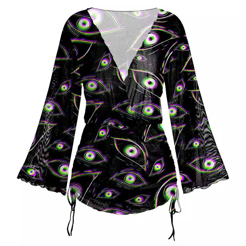 Soulisfree Glitch Vision Sheer Mesh Cover Up