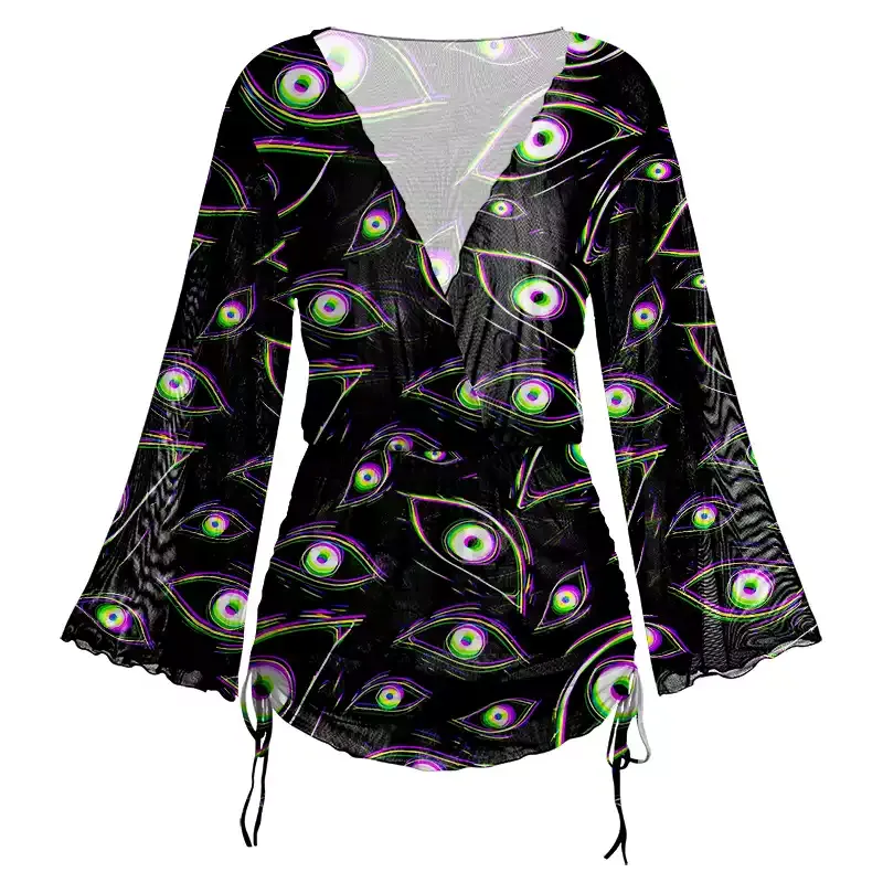 Soulisfree Glitch Vision Sheer Mesh Cover Up