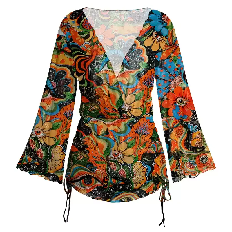 Soulisfree Floral Mirage Sheer Mesh Cover Up