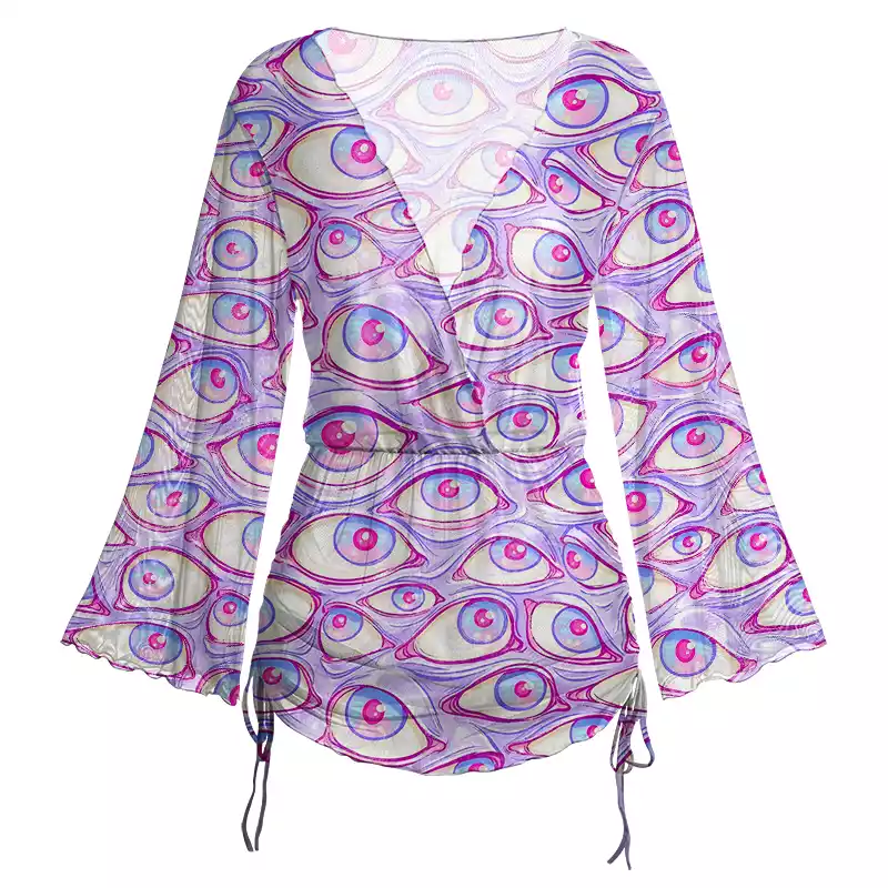 Soulisfree Lavender Dream Eyes Sheer Mesh Cover Up