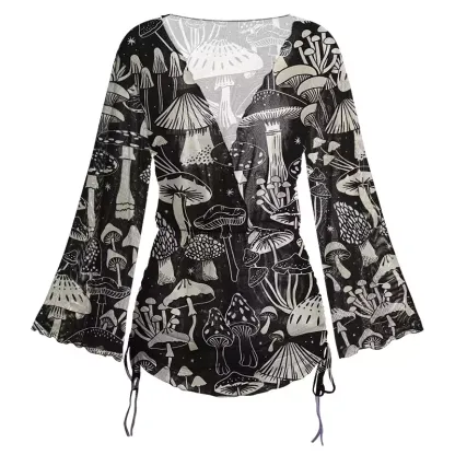 Soulisfree Mystic Mushroom Forest Sheer Mesh Cover Up