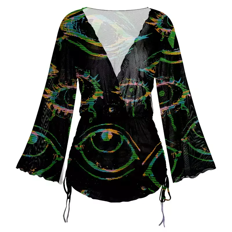 Soulisfree Glitch Vision Sheer Mesh Cover Up