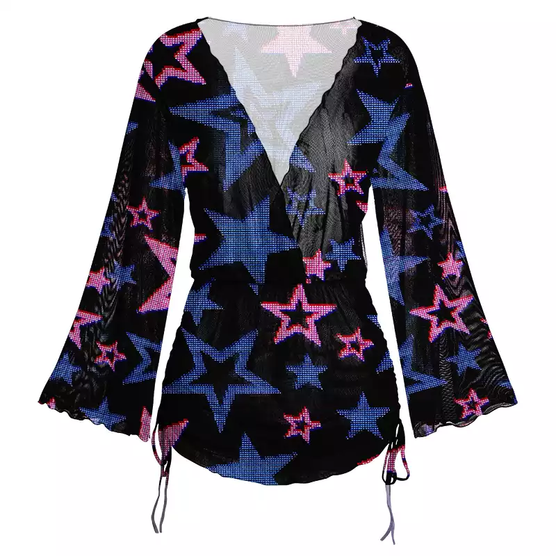 Soulisfree Glow-In-The-Dark Stars Sheer Mesh Cover Up