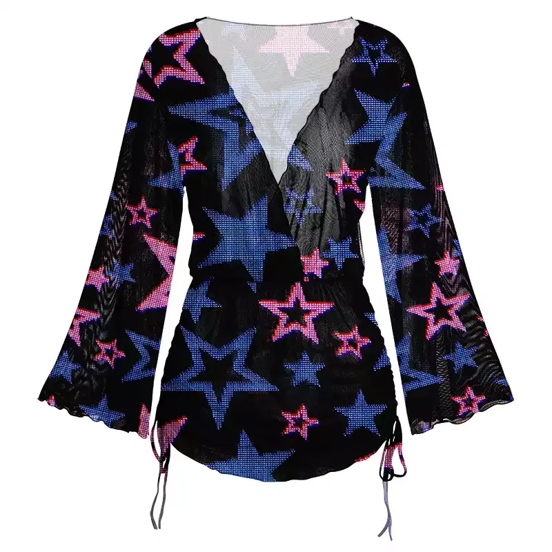 Soulisfree Glow-In-The-Dark Stars Sheer Mesh Cover Up