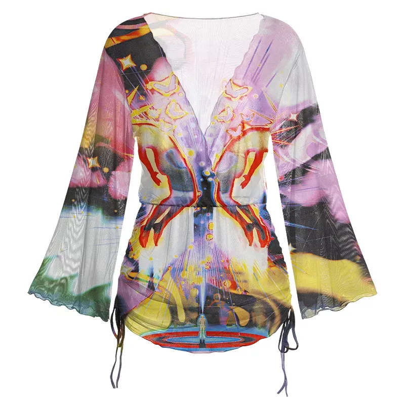 Soulisfree Radiant Celestial Figure Sheer Mesh Cover Up