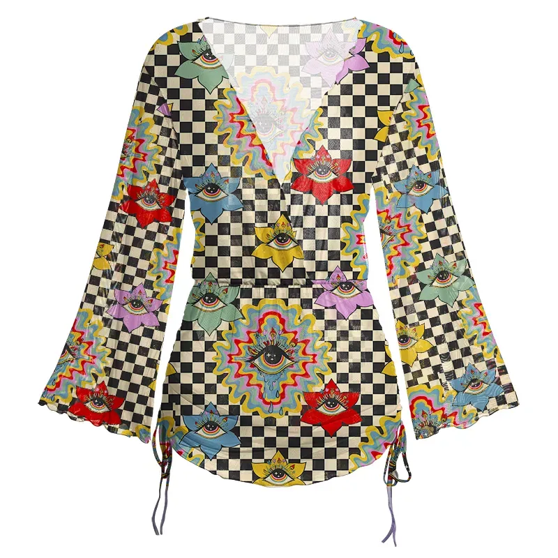 Soulisfree Third Eye Bloom Sheer Mesh Cover Up