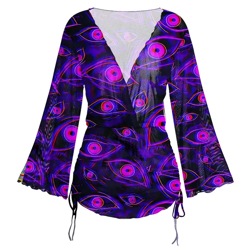 Soulisfree Neon Eyes of the Universe Sheer Mesh Cover Up