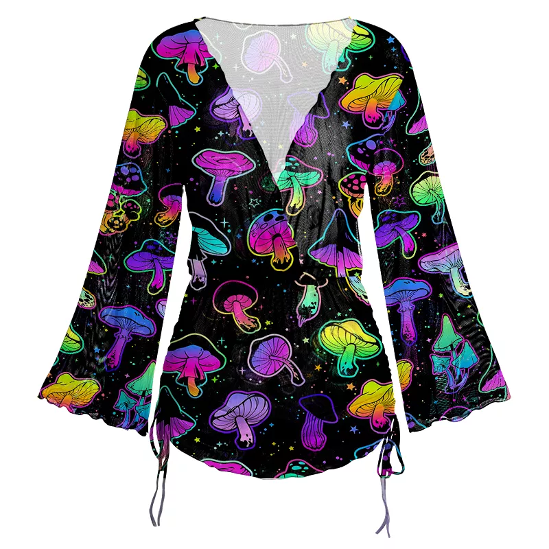 Soulisfree Shroom Party Sheer Mesh Cover Up
