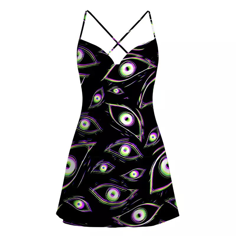 Soulisfree Glitch Vision Satin Mini Dress
