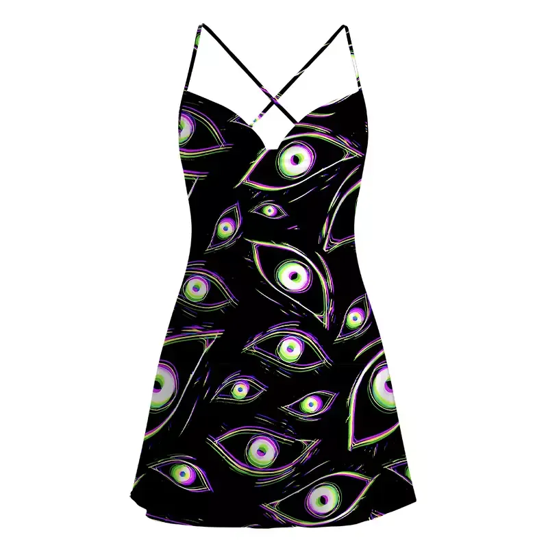 Soulisfree Glitch Vision Satin Mini Dress