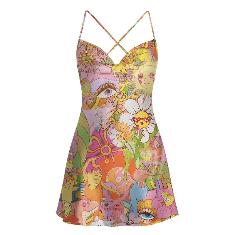 Soulisfree Garden of Joy Satin Mini Dress