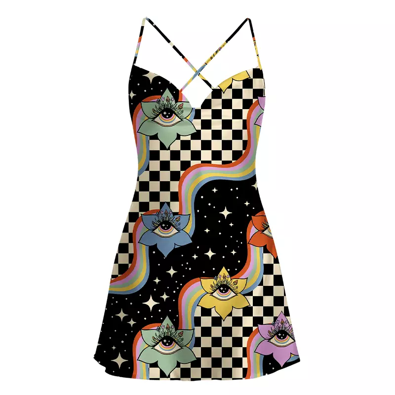 Soulisfree Vision Trip Satin Mini Dress