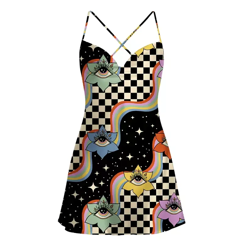 Soulisfree Vision Trip Satin Mini Dress